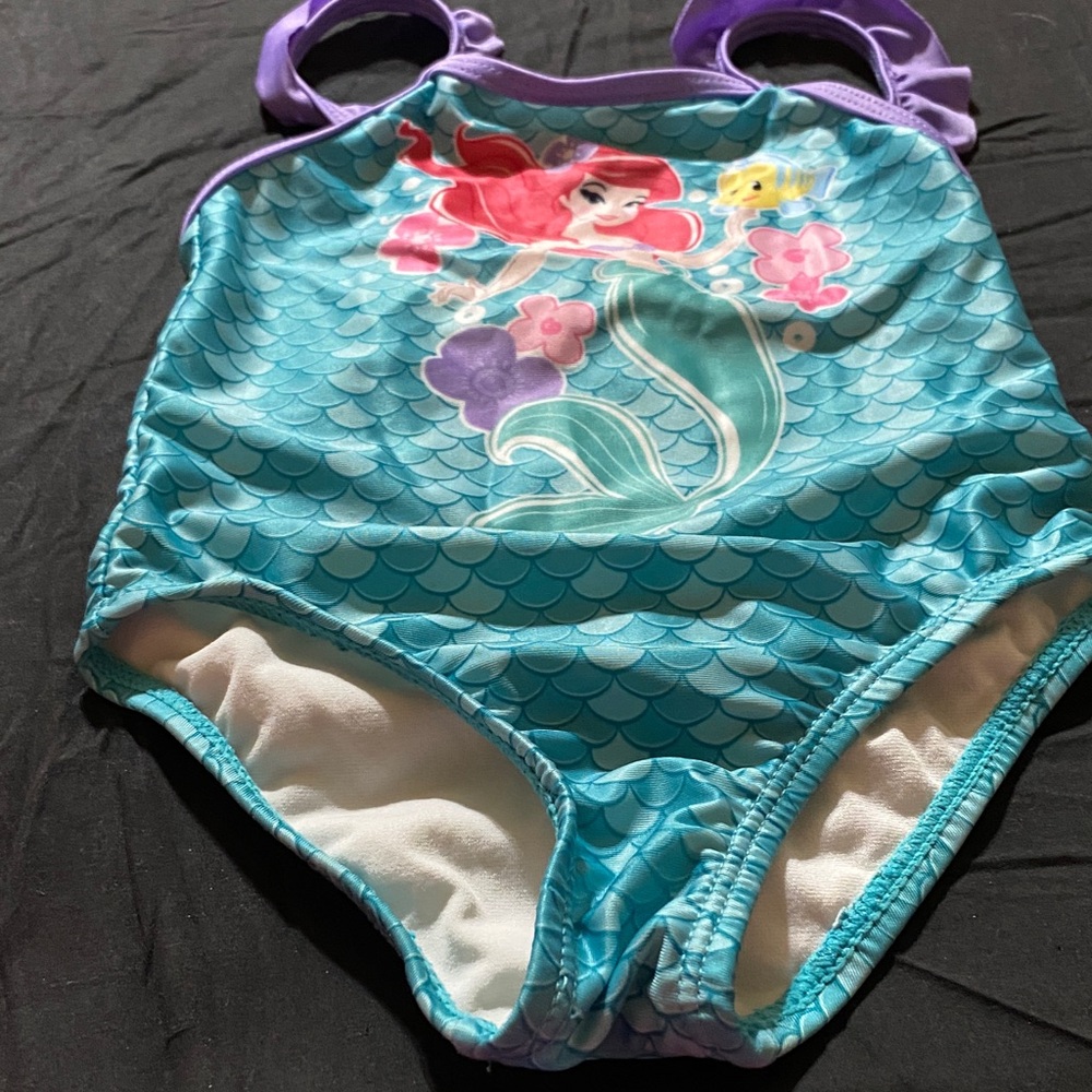 Disney Baby  Ariel One-Piece Swimsuit in Light Blue with Purple Trim 24 mths